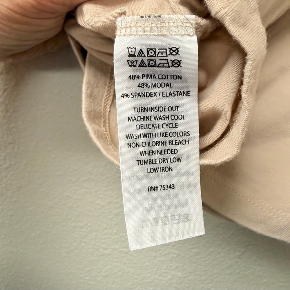 Tahari Tan Pima Cotton Modal Tee Medium Soft Stretch Essential Top - Picture 5 of 6